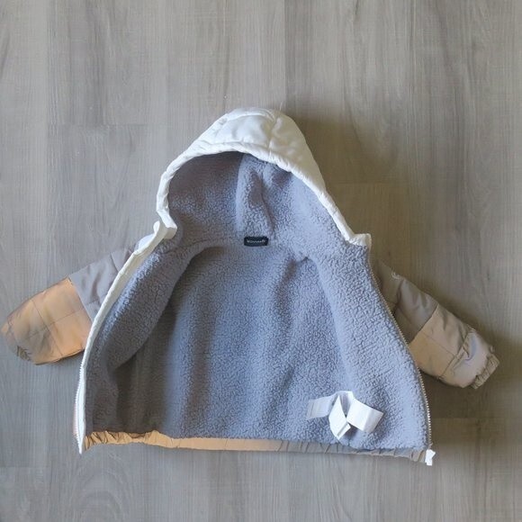 Monnalisa baby puffer jacket coat 12 ms grey sherpa winter designer warm cozy - Picture 2 of 16